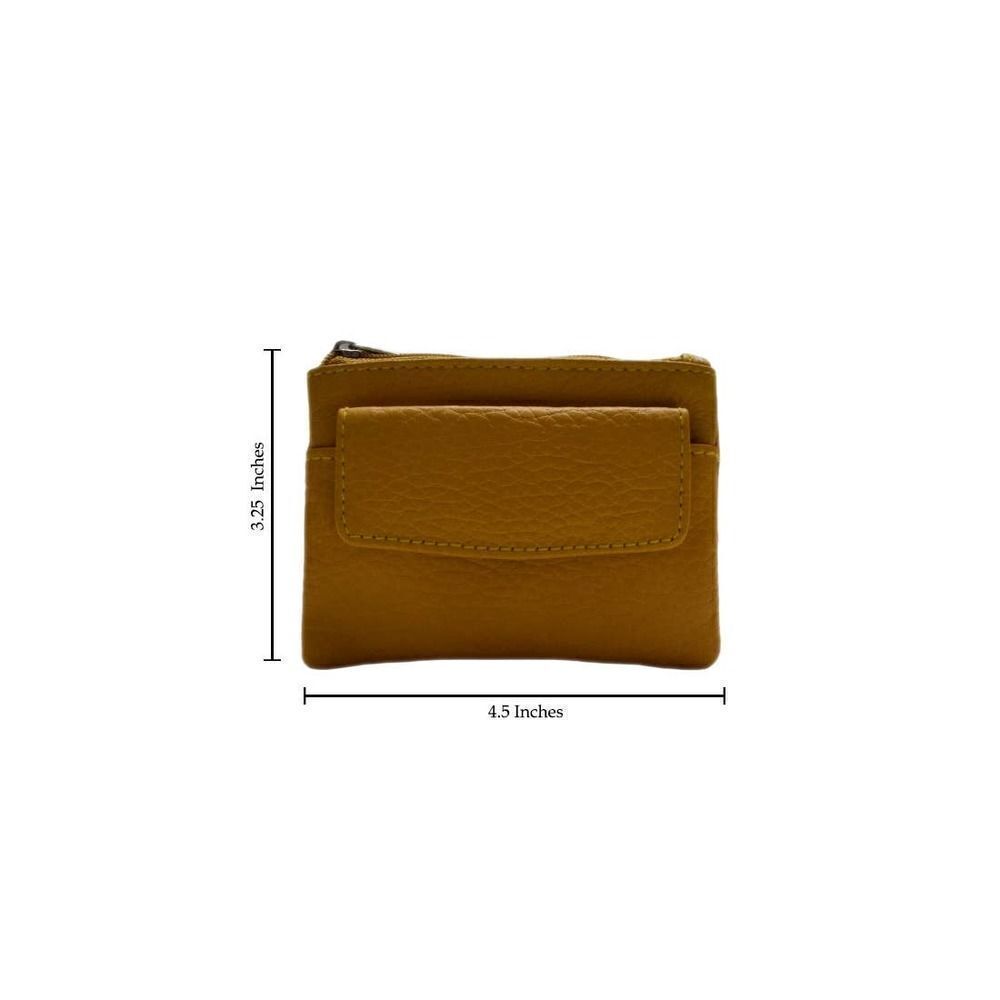 New COIN PURSE Credit Card Holder YELLOW with 2 Keychain Leather Bag